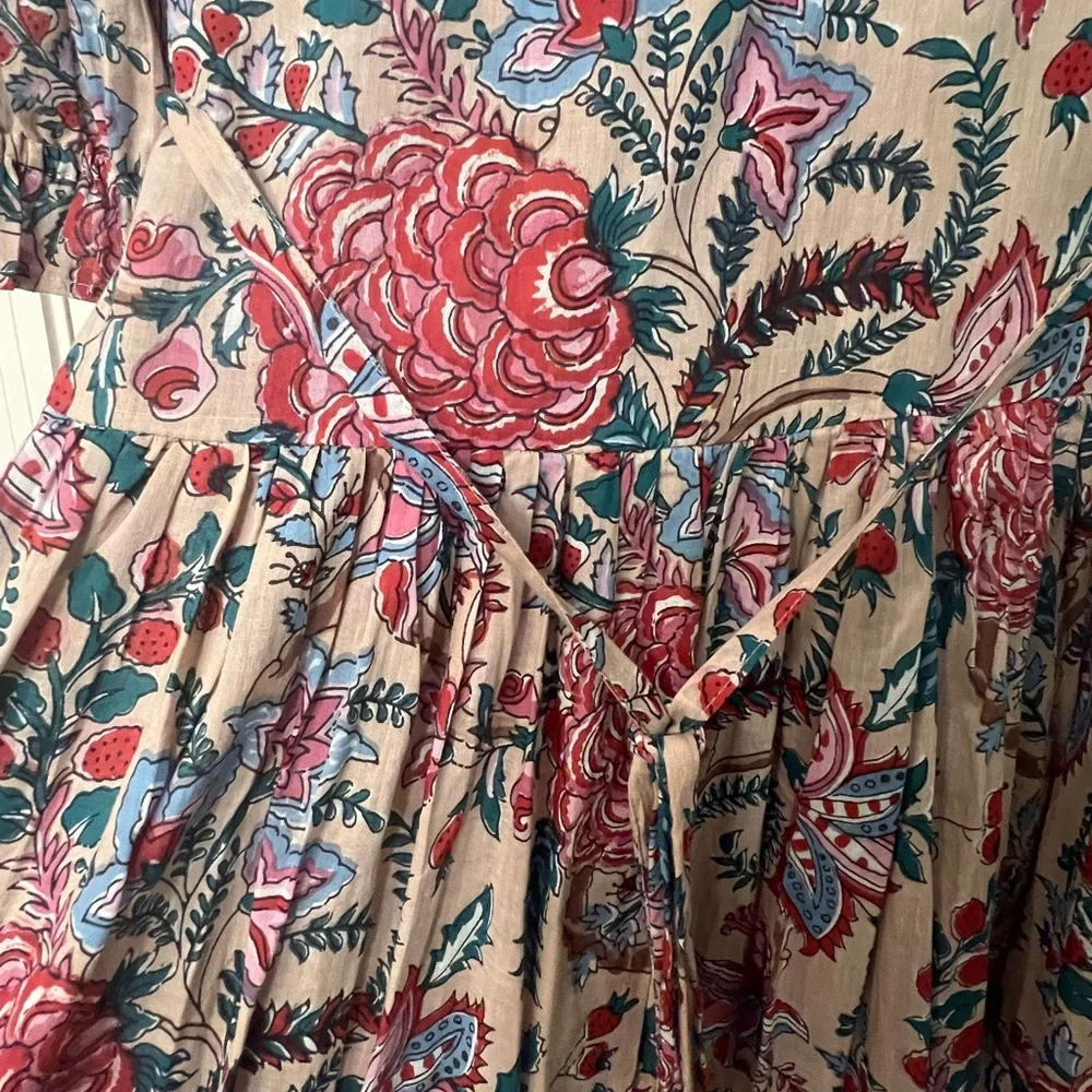 For Love And Lemons Pink and Blue Floral Wrap Maxi Dress - Picture 11 of 14